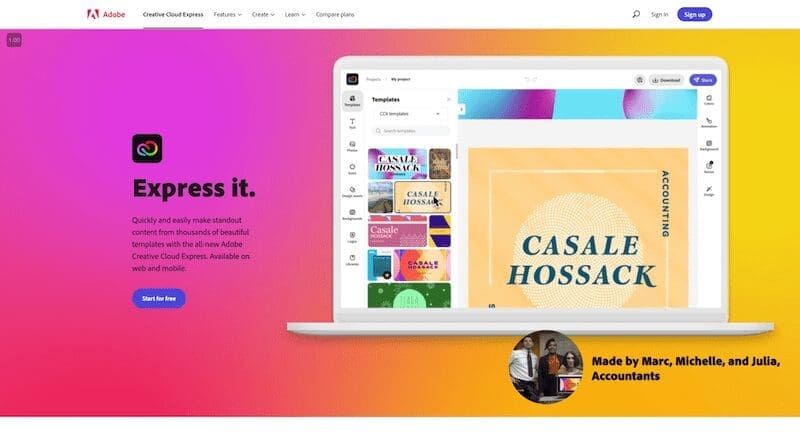 Adobe Creative Express - Best Video marketing tools