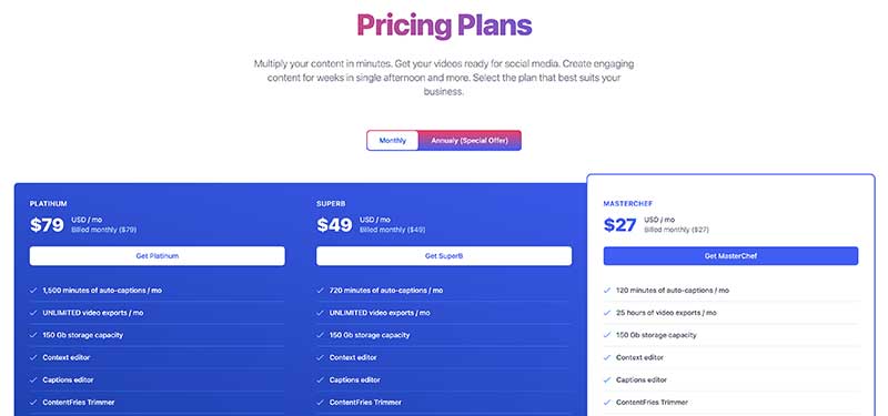 Content Fries Pricing