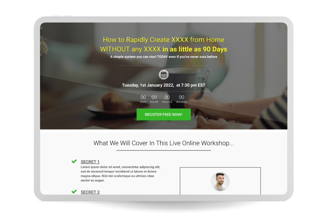 product launch FUNNEL TEMPLATE ipad